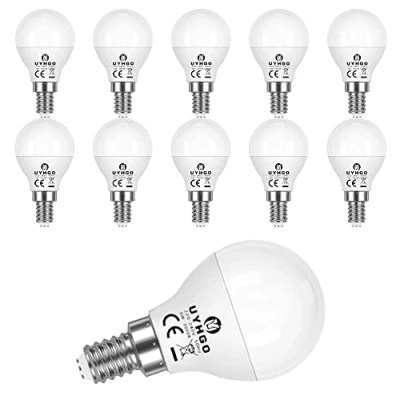 Afbeelding van UYHGO LED E14 kleine Edison schroef golfbal P45 lamp, 3W (gelijk aan 25W), warm wit, niet dimbaar pak van 10
