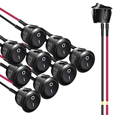 Afbeelding van APIELE KCD1 5 101 tuimelschakelaar, 10 stuks, 2 standen, aan /uit met SPST pinnen 250 V, 6 A, knop, tuimelschakelaar voor huizen, industrie, doe het zelf ronde