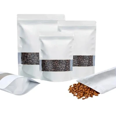Afbeelding van Rimiko 50st Hersluitbare Mylar Stazak, Ritssluiting Plastic Zakjes voor Voedsel, Rits Aluminiumfolie Zakken met Doorzichtig Venster, Ziplock Kleurverpakking (Wit, 10x15 cm)