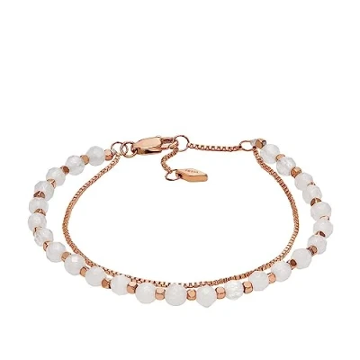 Afbeelding van Fossil JF04444791 Armband Beads staal howlite rosekleurig rozenkwarts