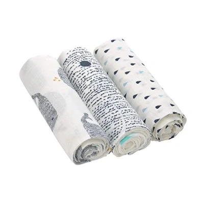 Afbeelding van Lässig Hydrofiele luier swaddle doek 3 stuks Little Water Whale 80 x cm