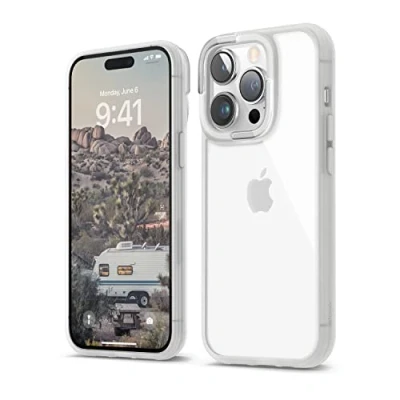 Afbeelding van elago Dubbele Heldere Hoesje Compatibel met iPhone 14 Pro Case (6.1&quot;), PC + TPU Hybride Technologie, anti Vergelt, Kristalhelder, Schokbestendige Bumperdekking, Volledige Lichaamsbescherming (Wit)