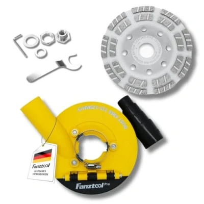 Afbeelding van FANZTOOL Pro afzuigopzetstuk, afzuigkap voor haakse slijper, incl. 125 mm diamantslijpkop, professionele kwaliteit, borstels vervangbaar, 99% universeel passend, versterkte adapterring, M14 adapter