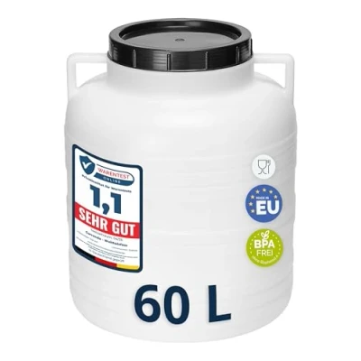 Afbeelding van Garronda 60l Kunststof Trommel Met Deksel Regenton Vat HDPE Voedselvat Tuin Hobbock Wit GD STE BarrelF