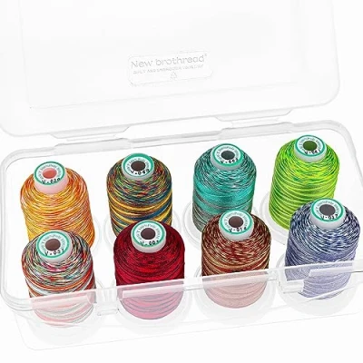 Afbeelding van New brothread 15 Opties 8 Opklikbare Spoelen van 1000m elk Polyester Machine Borduurgaren met Doorzichtige Plastic Opbergdoos voor Borduren en Quilten Variegated Colour2