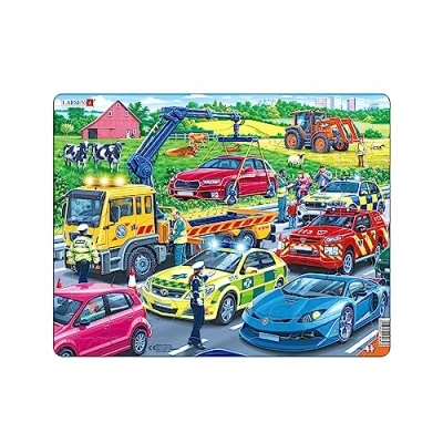 Afbeelding van Larsen PG3 Reddingsvoertuigen op de snelweg, Frame puzzel met 26 stukjes
