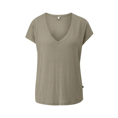 Afbeelding van QS Fliessendes MIT Struktur Tshirt basic, Dames, Maat: XS, Helles olivgrün