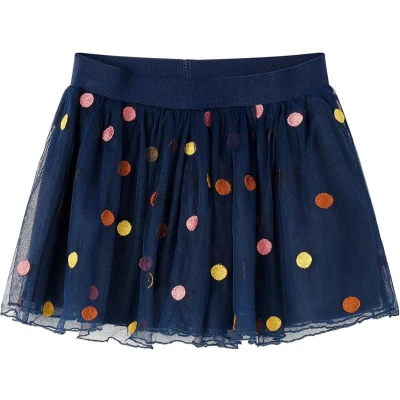 Afbeelding van Kinderrokje met tule en stippen 140 marineblauw