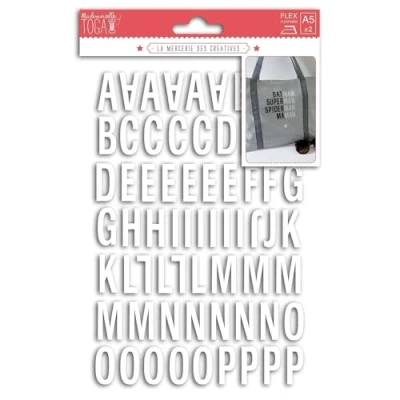 Afbeelding van DRAEGER PARIS Enjoy Set 126 letters om op te strijken, stof wit, 15,5 x 27,5 0,1 cm