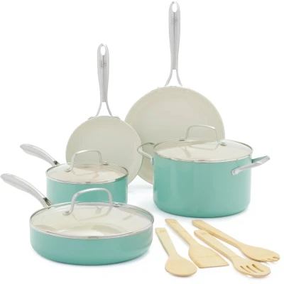 Afbeelding van GreenLife Artisan Turquoise 12 delige set PFAS vrij