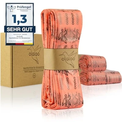 Afbeelding van olalao Navulfolie voor luieremmer, verpakking van 4 stuks, compatibel met navulcassettes Tommee Tippee (Twist &amp; Click), Angelcare (Dress Up XL), Spross en Littycat