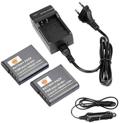 Afbeelding van DSTE® Vervangende batterij en DC92E reisoplader compatibel met Sony NP BG1, Cyber Shot DSC H3, H7, H9, H10, H20, H50, H55, H70, H90, HX5V, HX7V, HX9V,