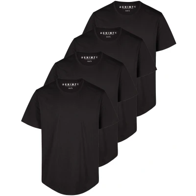 Afbeelding van DENIMFY Heren T Shirt DFPaco 4 Pack Set regular fit Zwart L Ronde Hals Volwassenen