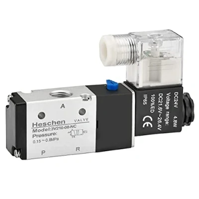 Afbeelding van Heschen Elektrisch pneumatisch magneetventiel 3V210 08 24VDC 4,8 W PT1/4 3/2 weg CE