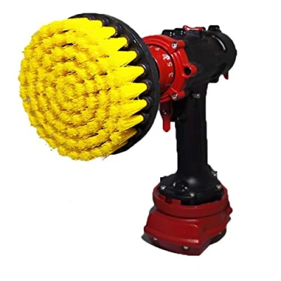 Afbeelding van Premium Drill Borstel: medium zacht, geel, 13 cm, krast niet op oppervlakken. Geschikt voor tegels, mortel, badkuip, douche, glasvezel, reiniging van porselein