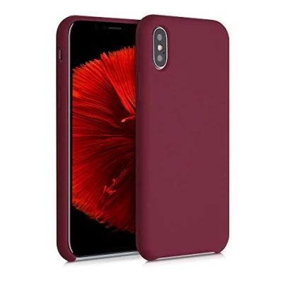 Afbeelding van kwmobile telefoonhoesje geschikt voor Apple iPhone X Hoesje met siliconen coating Smartphone case in rabarber rood