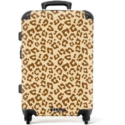 Afbeelding van NoBoringSuitcases.com Grote koffer Lichtbruin luipaardpatroon Reiskoffer met 4 wielen Trolley op wieltjes Rolkoffer groot 72 liter Ruimbagage valies 20kg Valiezen voor volwassenen