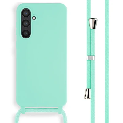 Afbeelding van Samsung Galaxy S23 FE Hoesje Siliconen en TPU (zacht) iMoshion Backcover met koord/Koordhoesje/Softcase Mintgroen Telefoonhoesje