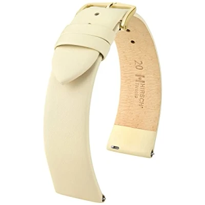 Afbeelding van HIRSCH Horlogebandje Toronto M Italiaans kalfsleer klassiek/elegant Dames/Heren Beige 16 mm