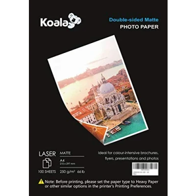 Afbeelding van KOALA Dubbelzijdig Mat Laser Fotopapier A4, 250 g/m², 100 vellen, voor alle printers en kopieerapparaten