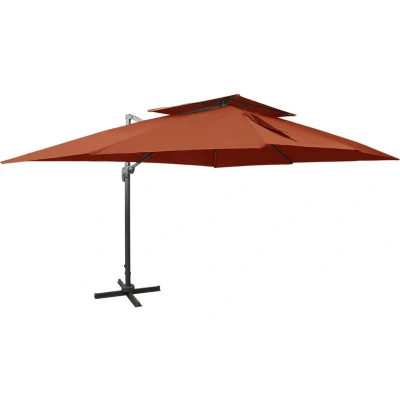 Afbeelding van vidaXL Zweefparasol met dubbel dak 400x300 cm terracottakleurig