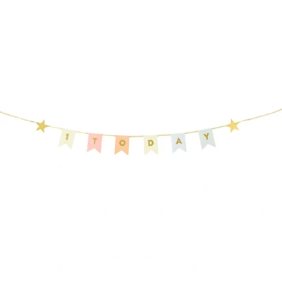 Afbeelding van Talking Tables BDAY ONE 1e verjaardag slinger 1,5 m schattige banner voor meisje of jongen, papier, pastelkleuren