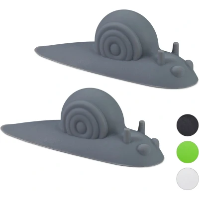 Afbeelding van Relaxdays deurstopper slak set van 2 deurstop deurbuffer rubber zacht grijs