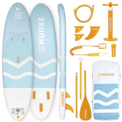 Afbeelding van HUIIKE Stand Up Paddle Board met Accessoires, Peddel, Vinnen, Pomp. Opblaasbaar Supboard Uitstekende Stabiliteit en Weerstand. 305 x 84 15 cm, Maximaal Draagvermogen 130 kg