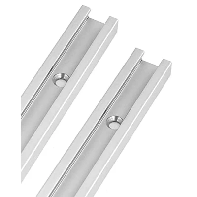 Afbeelding van QWORK® 600 mm T Track Slot Verstekrail Aluminium met dubbel gesneden profiel voor tafelzaagfrees Tafel houtbewerkingsgereedschap, 19 x 10 mm, 2 stuks