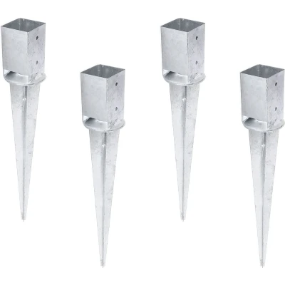 Afbeelding van Alberts 208110 Set van 4 bodemhulzen voor vierkante houten palen, met verstelbare pot thermisch verzinkt 91 x mm totale lengte 750