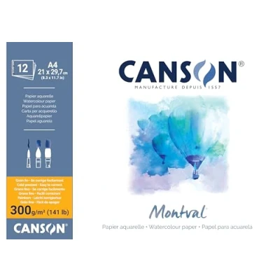 Afbeelding van CANSON Montval Aquarelpapier, fijne korrel, 300 g/m², vel, A4 21 x 29,7 cm, natuurlijk wit