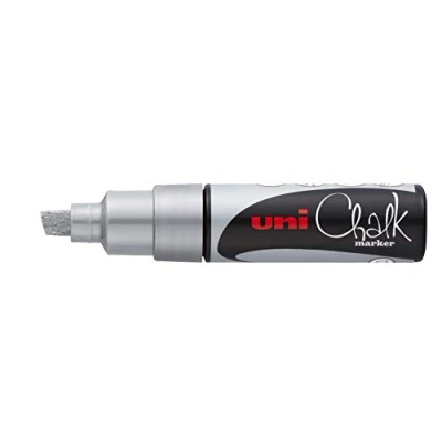 Afbeelding van Uni ball krijtmarker zilver, beitelvormige punt 8 mm