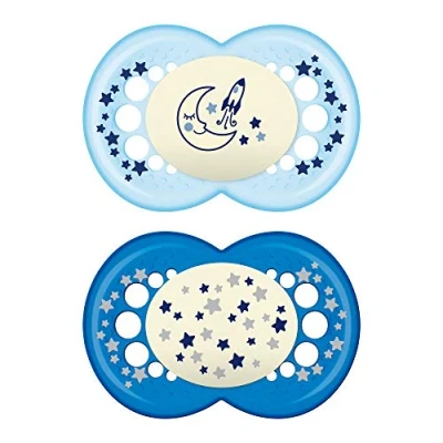 Afbeelding van mam Babyartikelen night glow in the dark siliconen fopspeen jongen 6 plus maanden 2 count