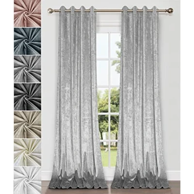 Afbeelding van Home Direct 1 paar fluwelen gordijnen met oogjes, 2 x 245 140 cm, zilverkleurig, lichtgrijs