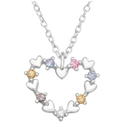 Afbeelding van JoyS Zilveren hartje hanger zirkonia inclusief ketting 45 cm hartjes