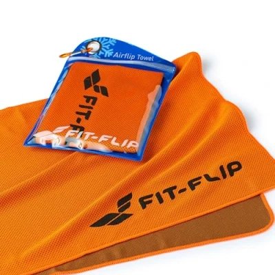 Afbeelding van Verkoelende handdoek 100cm x 30cm, microvezel sporthanddoek verkoelend, koeldoek, Airflip Ice cooling towel, Kleur: Oranje, Afmetingen: 30cm