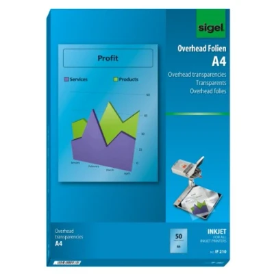 Afbeelding van SIGEL IF210 OHP folie/overhead folies voor inkjet/inkjetprinter A4, 50 vellen