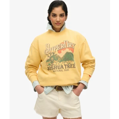 Afbeelding van Superdry Vrouwen Ruim Souvenir Sweatshirt met Grafische Print en Ronde Hals Geel Grootte: 36