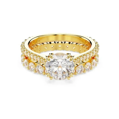 Afbeelding van Swarovski dames Stilla Double ring verguld 55 in de kleur Goud, maat: Maat 17,5 mm