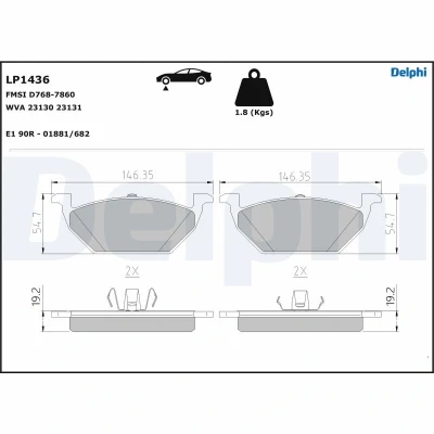 Afbeelding van Delphi Diesel Remblokset LP1436