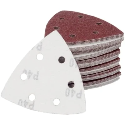 Afbeelding van Bangbobi 60 delige set schuurpapier voor driehoekschuurmachines 93 x mm korrel 40/80/120/180/240/320 klittenband met 6 gaten driehoekschuurmachine