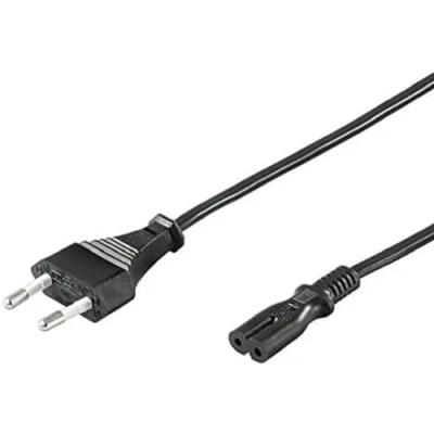 Afbeelding van PremiumCord kpspm3 netsnoer 230 V 3 m, stroomkabel met eurostekker naar Euro dubbele bus C7 2 polig, IEC 320, recht, kleur zwart