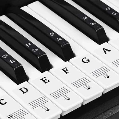 Afbeelding van Piano Stickers Keyboard Eenvoudig Muzieknoten Leren 49/54/61/88 Toetsen Zwart