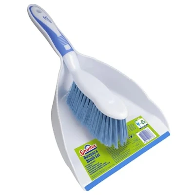Afbeelding van Spontex Veegset, handveger met fijne borstelharen en schep rubberen lip, ergonomische handgreep, efficiënte snelle reiniging, 1 set