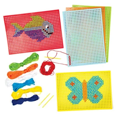 Afbeelding van Baker Ross AG307 Knutselset met kruissteek voor kinderen om te naaien en vorm geven (6 stuks).,gesorteerd