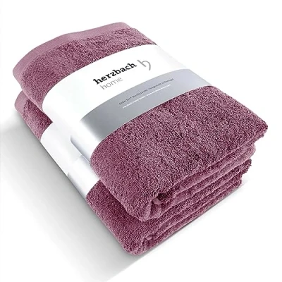 Afbeelding van herzbach home Luxe handdoek Douche Set van 2 Premium kwaliteit 100% katoen 70 x 140 cm (malve)