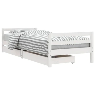 Afbeelding van Kinderbedframe Met Lades 80X200 cm Massief Grenenhout Zwart 80 x 200 / Wit