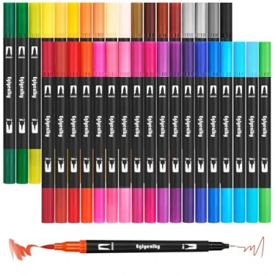 Afbeelding van Gekleurde Markers voor Volwassen Kleuren, Kleurboeken Volwassenen Ontspanning, 36 Marker Set Vilt Tip met Borstel en Fijne Tiener Kid Kleuren
