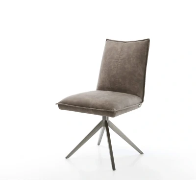 Afbeelding van DELIFE Draaistoel Lelio Flex microvelours taupe vintage kruisframe breed grafiet 360 draaibaar rocker functie pocketveer kern