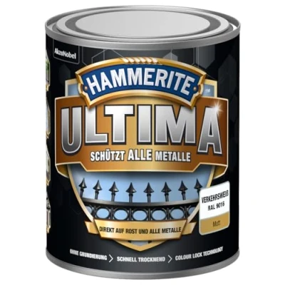 Afbeelding van 5379756 Hammerite ULTIMA metaalbescherming lak roest 750ml mat verkeerswit RAL 9016